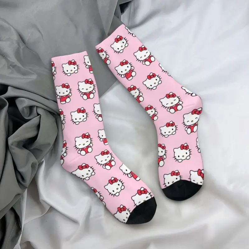 Hello Kitty Pattern Crew Socks for Men, Unisex Novidade 3D Printing, Sanrio Dress Socks