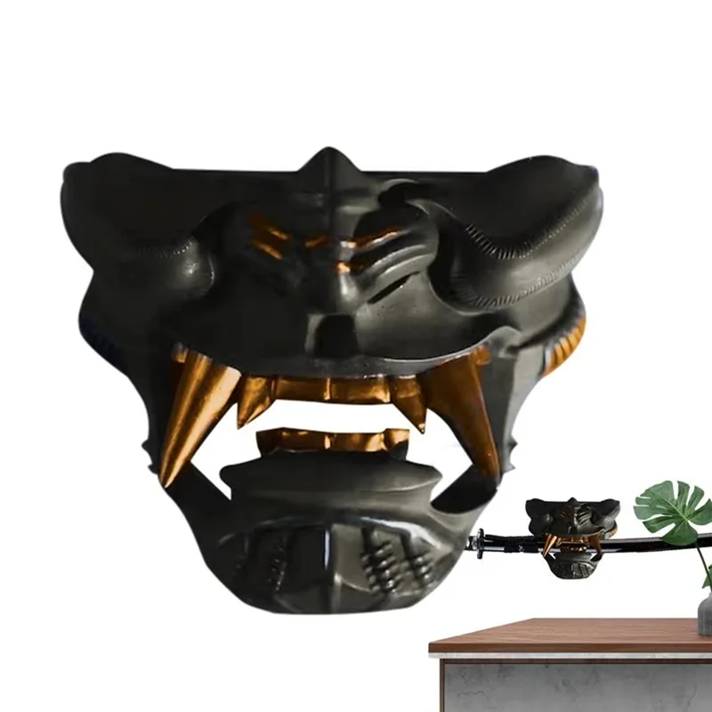 ABJI-Katana Wall Mounted Rack For Oni Katana Mask Wall Holder Japanese Black Samurai Sword Display Support Stand Katana Rack