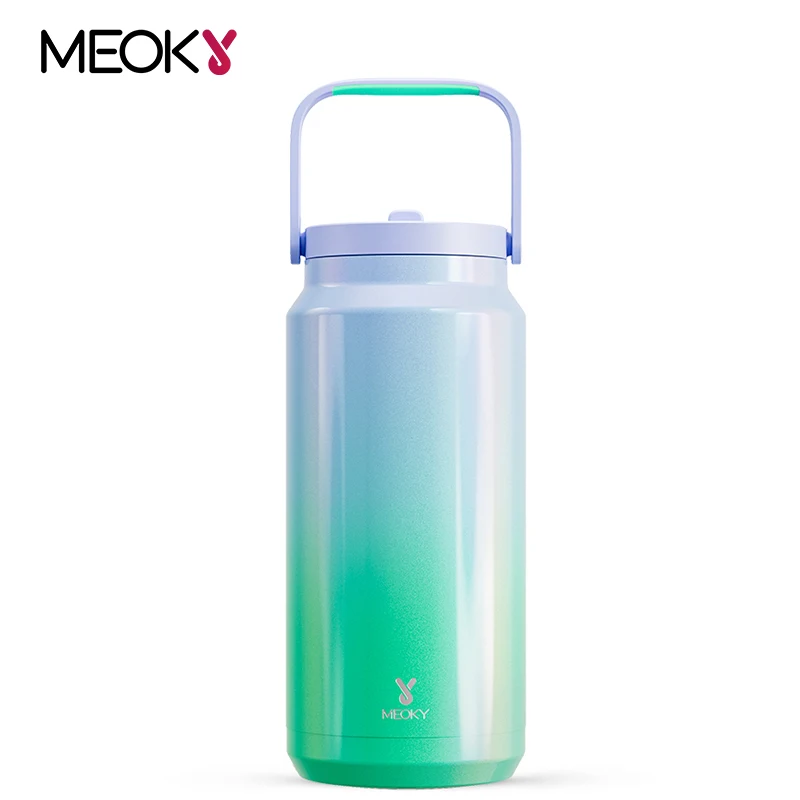 

Meoky 64oz Vacuum Cup Tumbler with Carry Handle Portable Insulated Water Bottle Large Capacity Stainless Steel Mug for Fitness