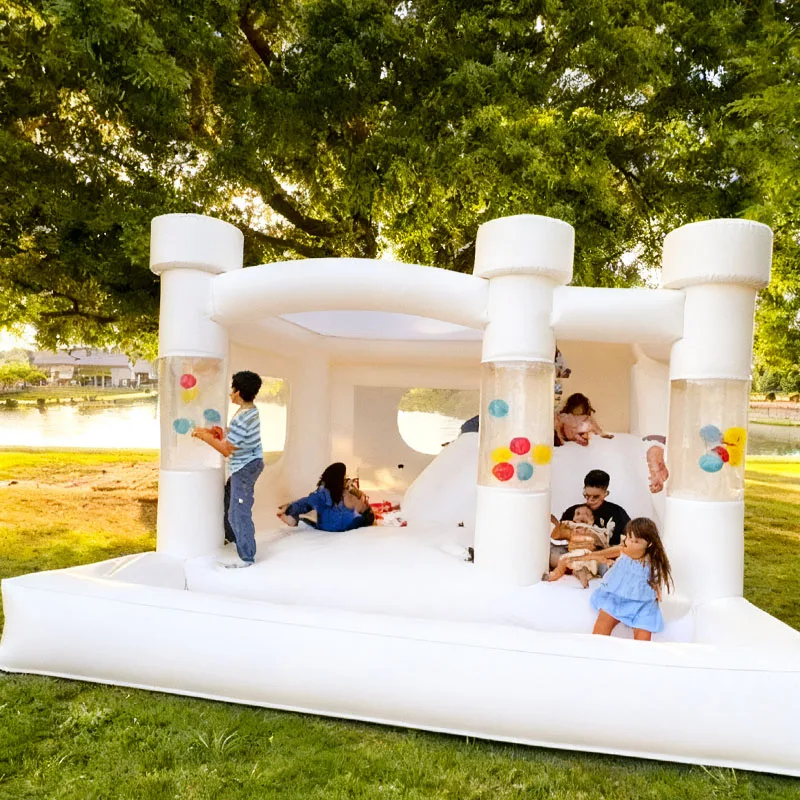 

Inflatable Wedding House Transparent Elegant White PVC Design With Blower Heavy Duty Bouncy Castle For Outdoor Wedding Party