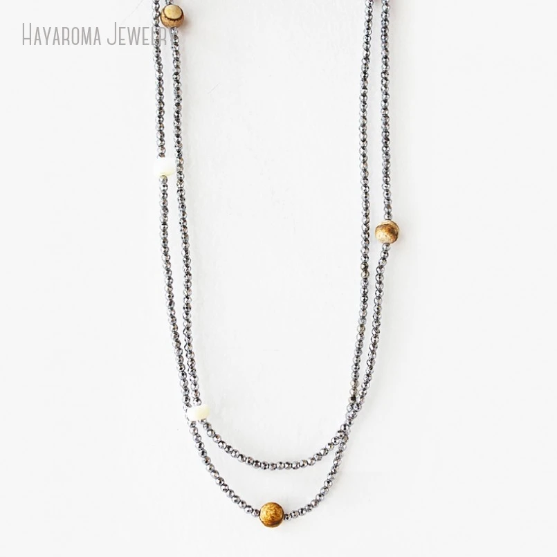 10Pcs Organic Elegance Tan Jaspers Bead Long Layerling Necklace Women Boho Jewelry