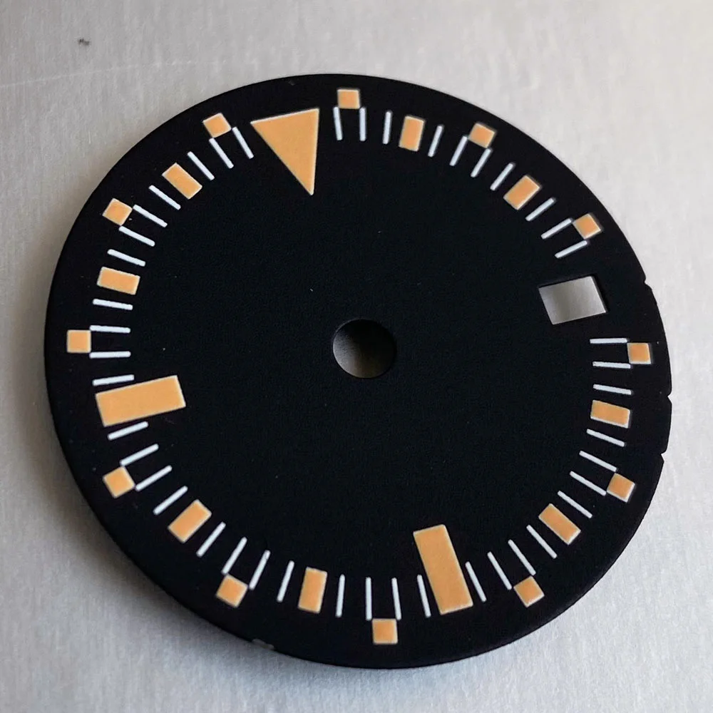 Tandorio 2025 Nuovo Vintage Nero Arancione Quadrante Orologio Quadrante Mod Accessori Per L'orologio Per Fit NH34 NH34A Movimento Diver Orologio Parti