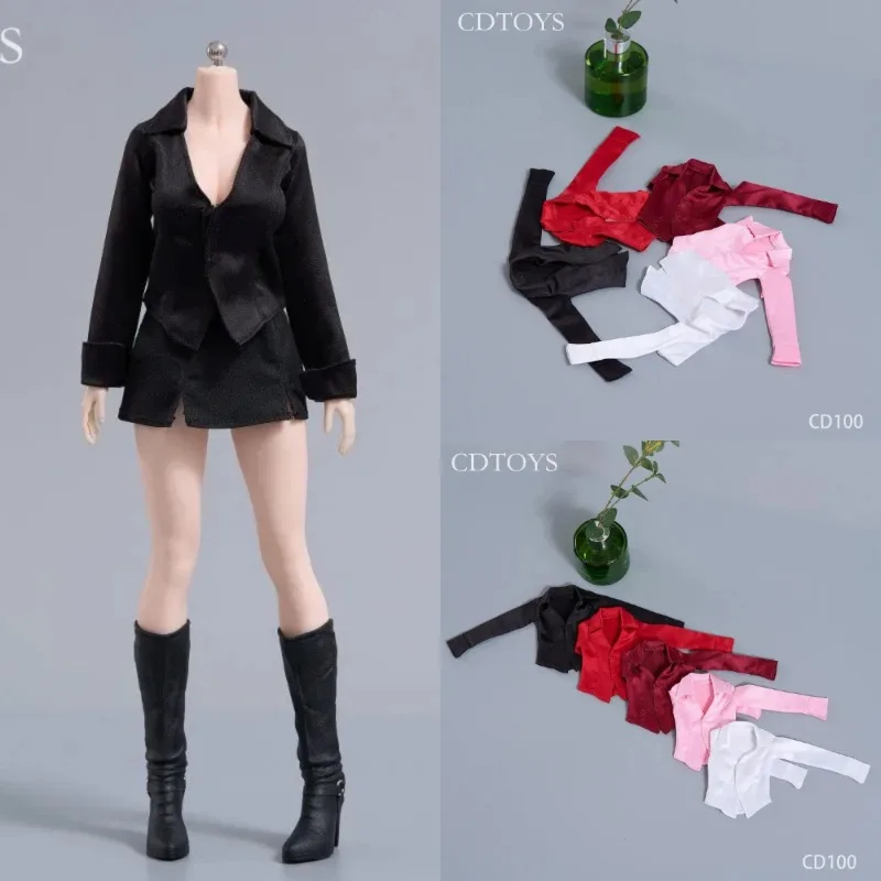 

Presale Cdtoys Cd100 1/6 Scale Toys Fashion V-neck Shirt Skirt Suit Soldier Clothes Fit 12'' Female Action Figures Body Decor