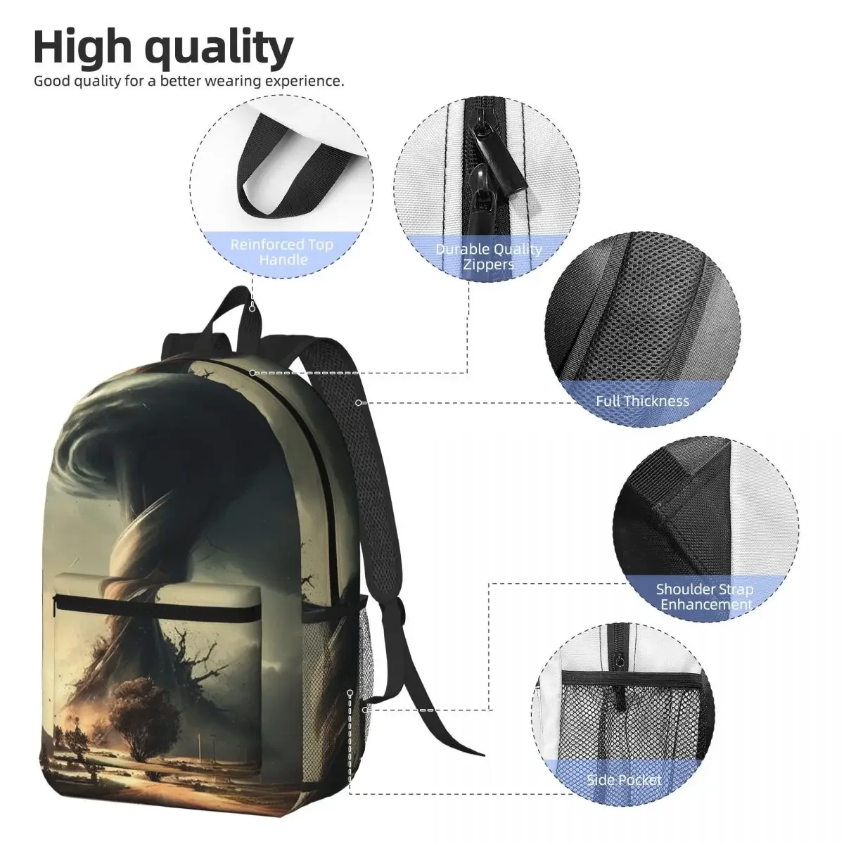 Fantasy World Tornado Apocalypse Backpack Boys Girls BookBag Kids School Bag Computer Shoulder Bags for Men Women