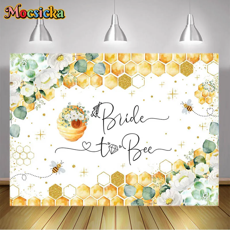 Mocsicka Bride to Bee Bridal Party Photography Backgrounds Beehive Flower Cartoon Decor Backdrops Photo Studio Props Photocall