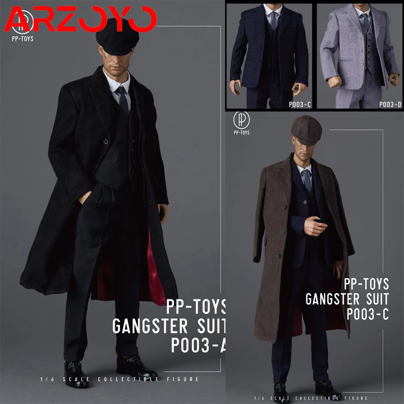 PP-TOYS P003 1/6 Male British Retro Western Gentleman Suit Gangster Suit Coat Set Clothes Model Fit 12\'\' Action Figure Body Doll