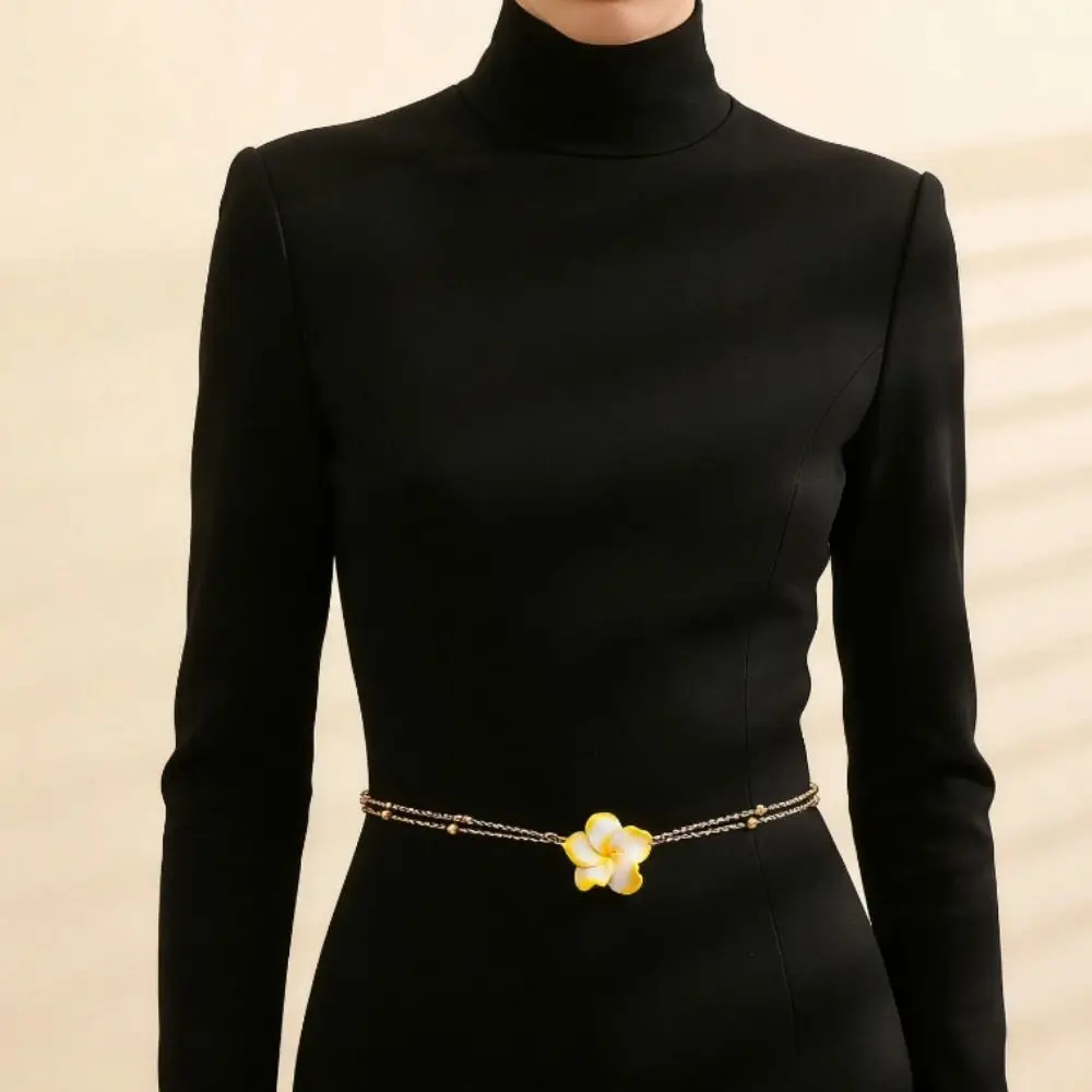 Fashion Gold Color Flower Waist Chain Silver Adjustable Metal Beads Waist Chain Body Jewelry All-match Belly Chain Girls