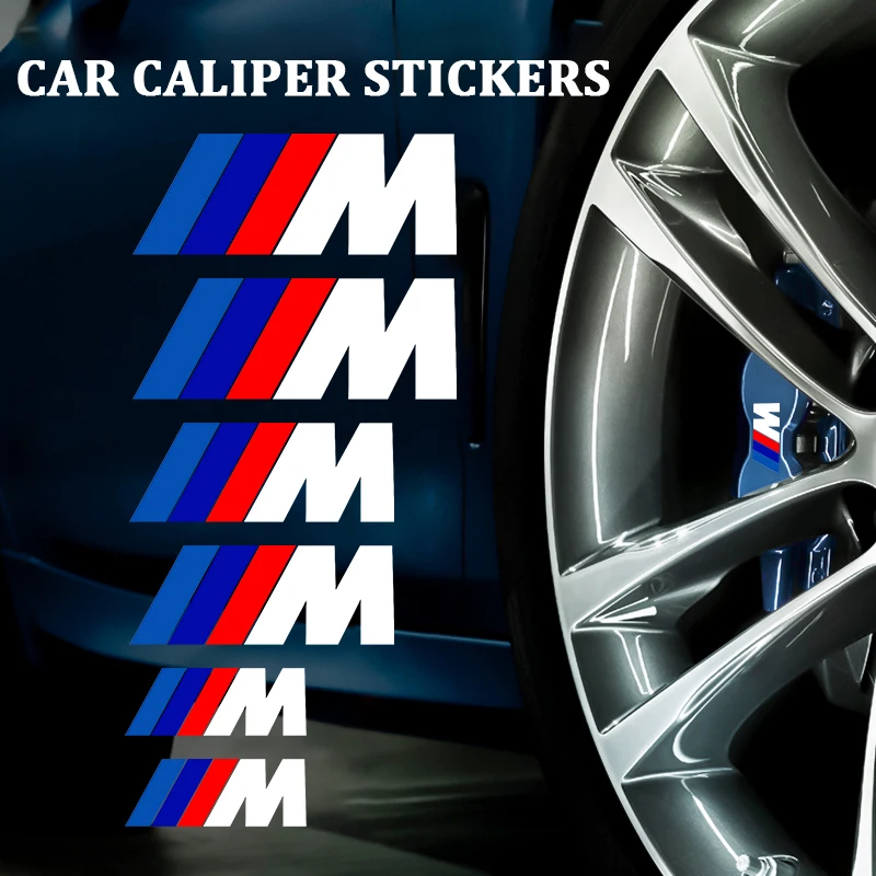 Adesivos decorativos de freio de carro, 6 peças, cubo de roda, decalques, acessórios para bmw m x1 x3 x5 x6 x7 e30 e90 m3 e84 e83 f25 e91 e60
