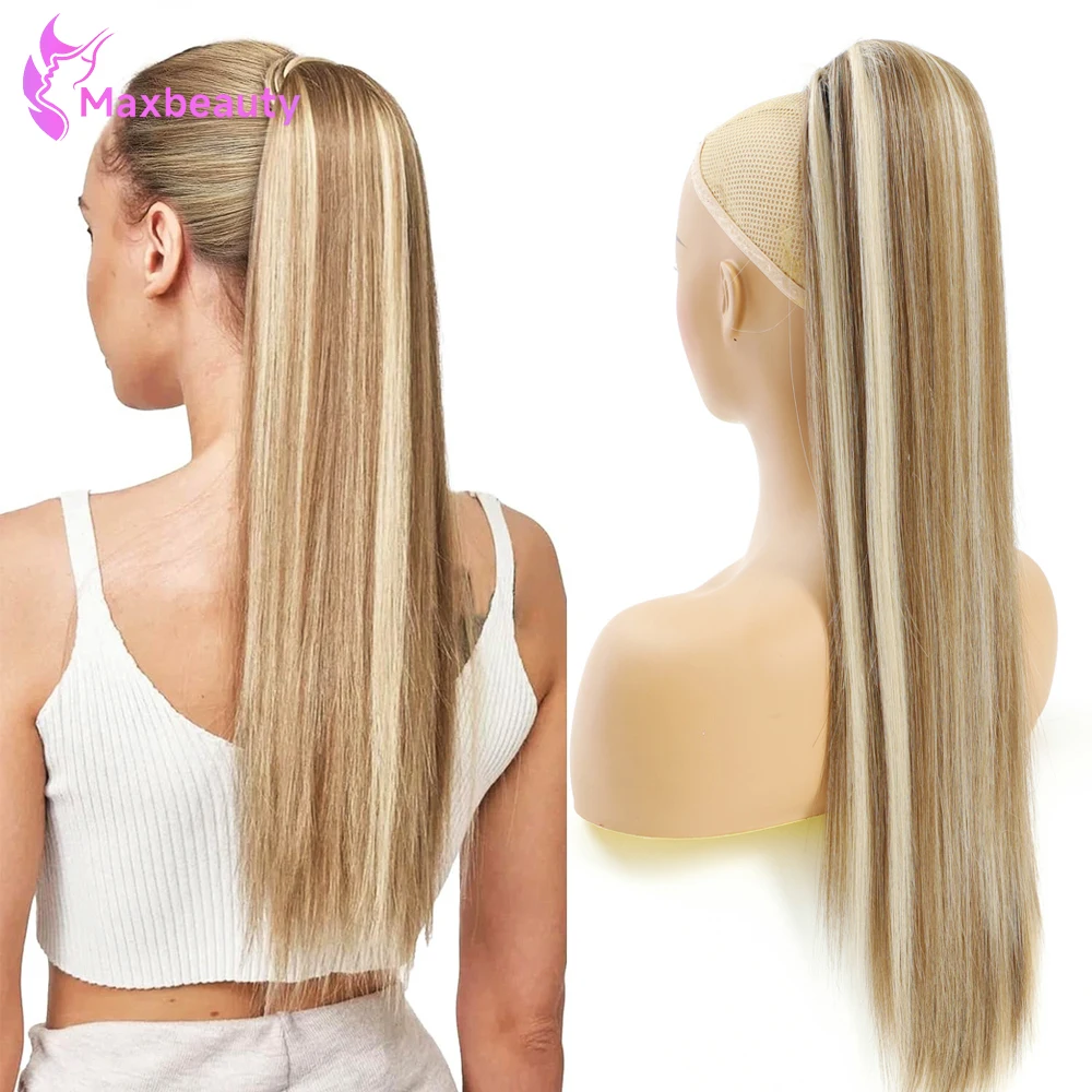 

Длинный светлый хвостик на шнурке, прямой зажим для наращивания волос, хвост P8/613, светлый хвост на шнурке