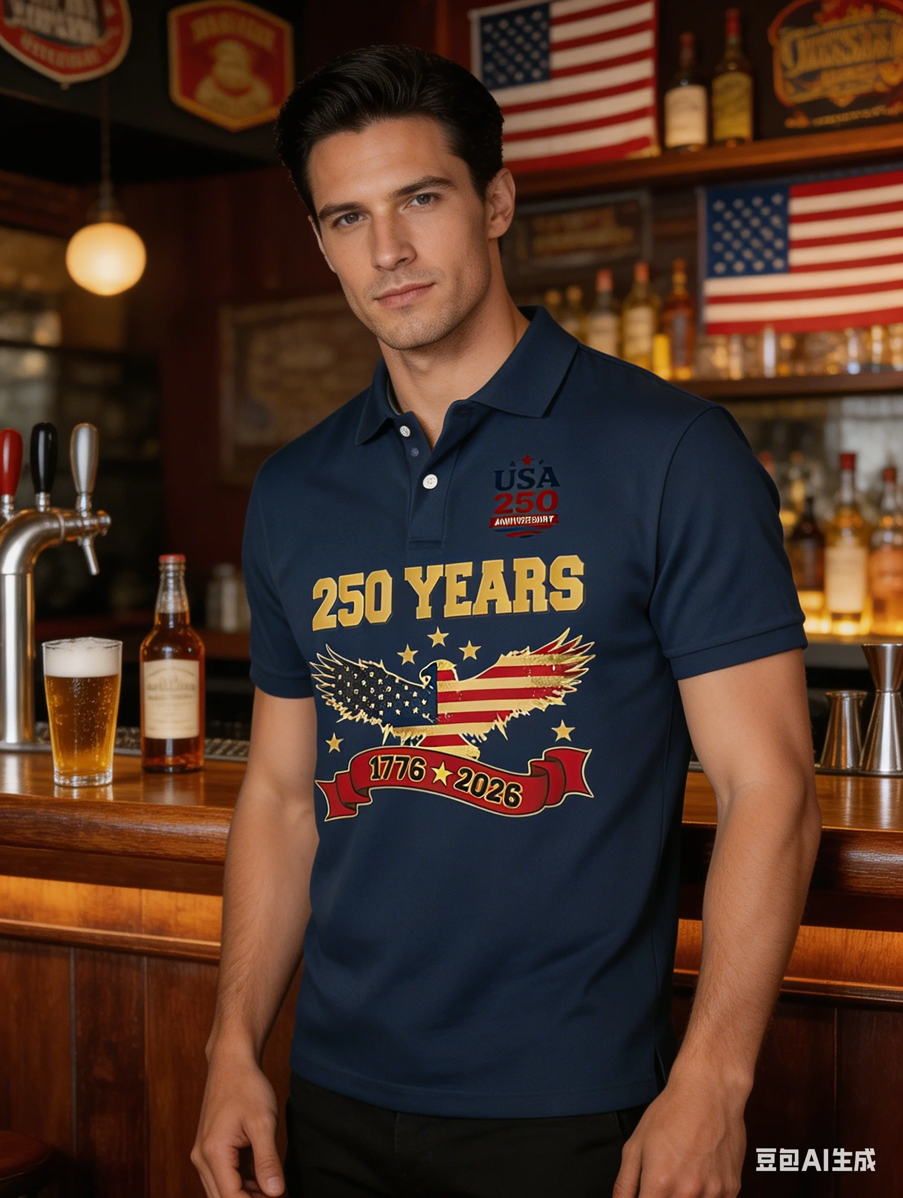 

Men's USA 250th Anniversary Polo Shirt 3D Print USA Map Bald Eagle Patriotic Short Sleeve Casual Top 2026
