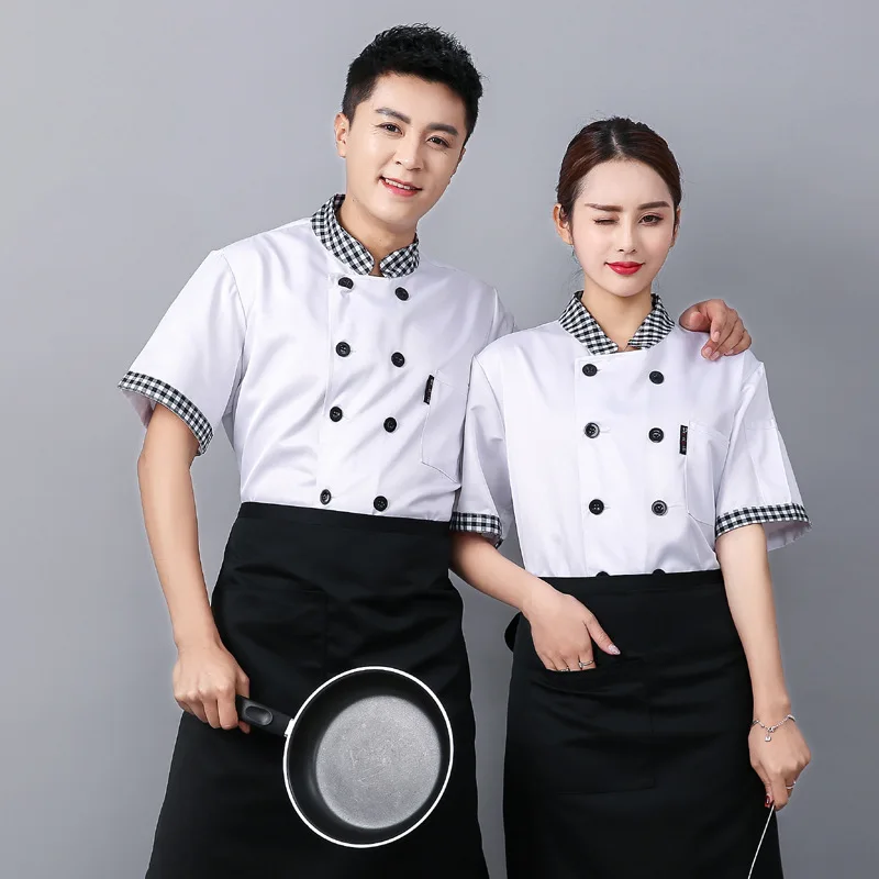 2014cs031 Hotel Chef Short-Sleeved Uniform Canteen Work Clothes Summer Youth