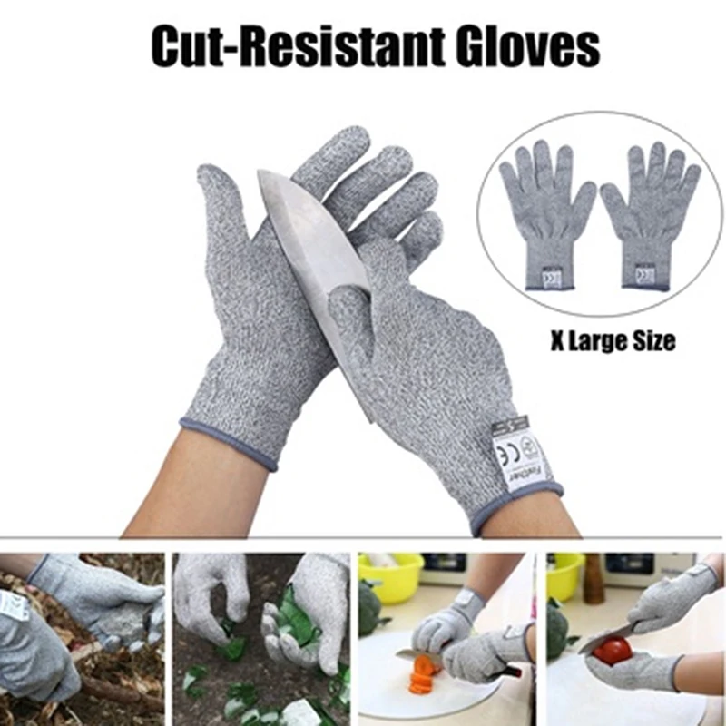 Grade 5 Anti-cut Gloves Safety Cut Proof Stab Resistant  Kitchen Scratch Resistant Glass Cutting Safety Protection For Gardeners