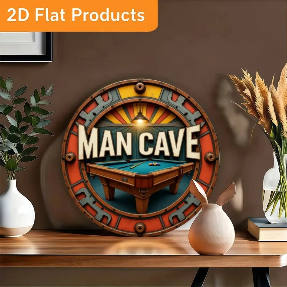 CIFBUY Vintage 2D Retro Billiard Ball Round Aluminum Wall Art Waterproof Durable Metal Sign for Home Bar Game Room Decor  (Cal