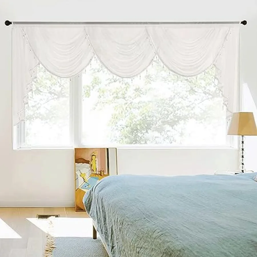

Полупрозрачные шторы SwaVnces для дома с бисерными кистями, модные, для гостиной, в стиле водопад, на карнизе.