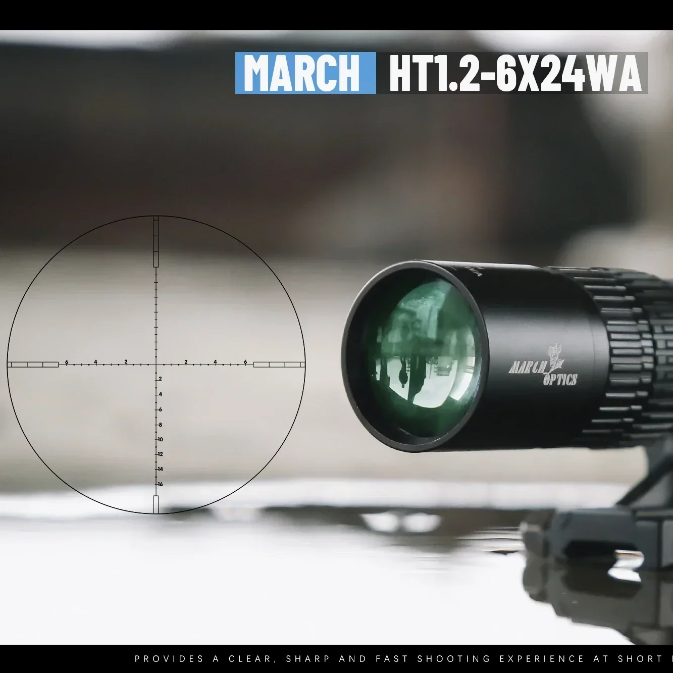 نطاق بندقية زاوية واسعة للصيد HT1.2-6X24WA للصيد والرماية مسدسات الهواء Airsoft مع ملحقات airsoft