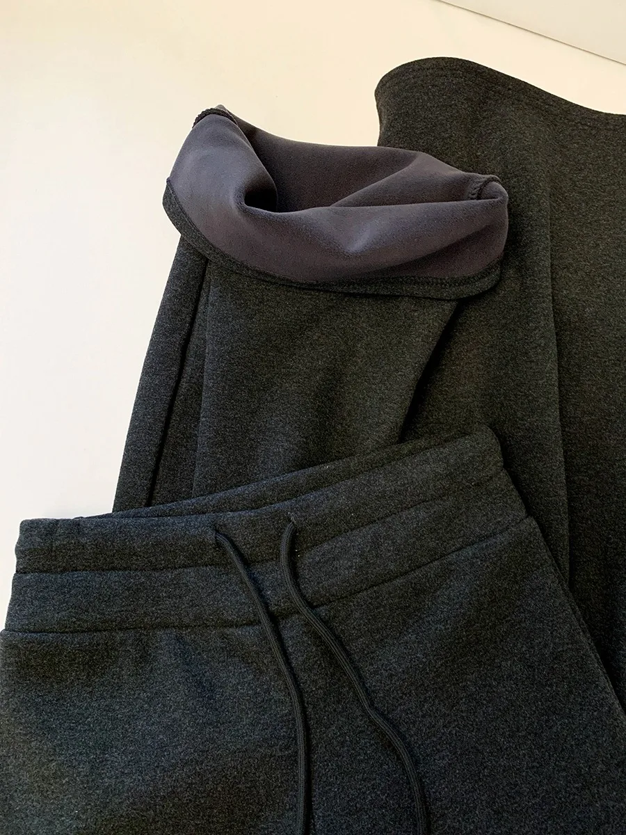 Hochgeschnittene Elastische Weite Hose für Damen Luxuriöse Sportliche Lässige Gestrickte Hose Herbst Winter Koreanischer Stil