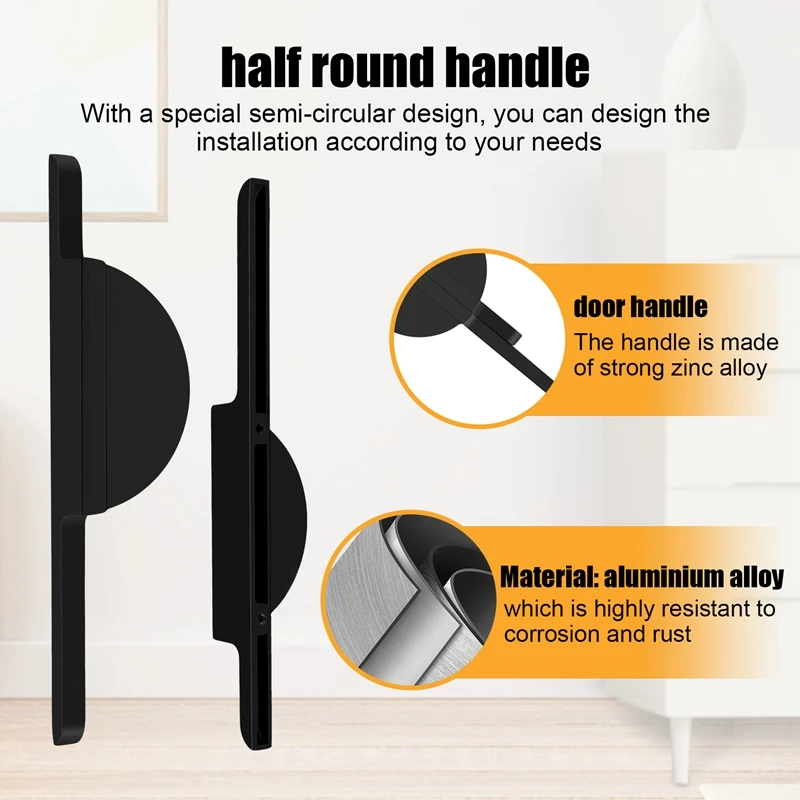 Simple Semi-Circular Black Handle Nordic Style Cabinet Door Cabinet Drawer Cabinet Zinc Alloy Handle