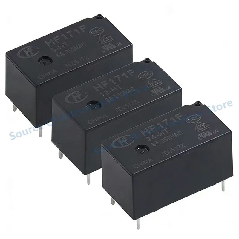 

5Pcs HF171F-5/12/24-HT -ZT -Z3 Power Relay 5V 12V 24VDC 4Pin/5Pin 6A