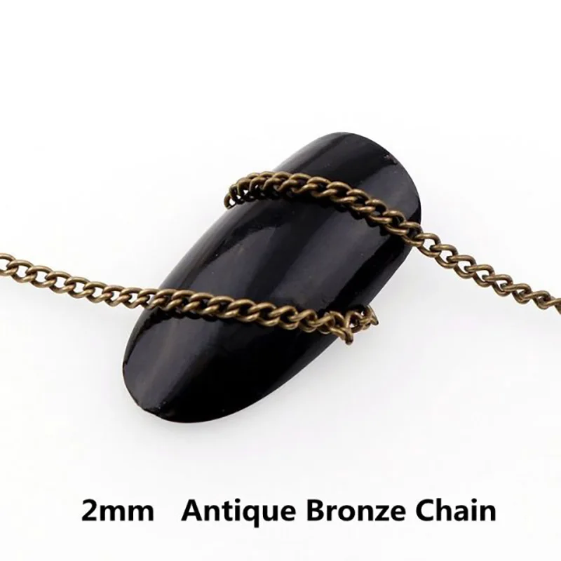 1 متر عرض 2 مللي متر طول ثلاثية الأبعاد اليابانية الفضة مسمار سلسلة معدنية لتقوم بها بنفسك سلسلة أظافر مجوفة نمط فاسق مسمار الفن الديكور