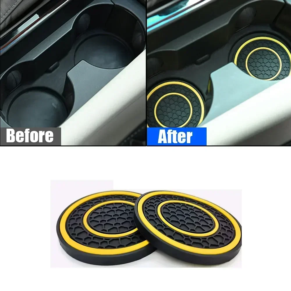 2pcs Universal Car Water Cup Holder Circular Coasters Non-Slip and Anti-dust Insert Auto Cup Mat Vehicle Interior Accessories