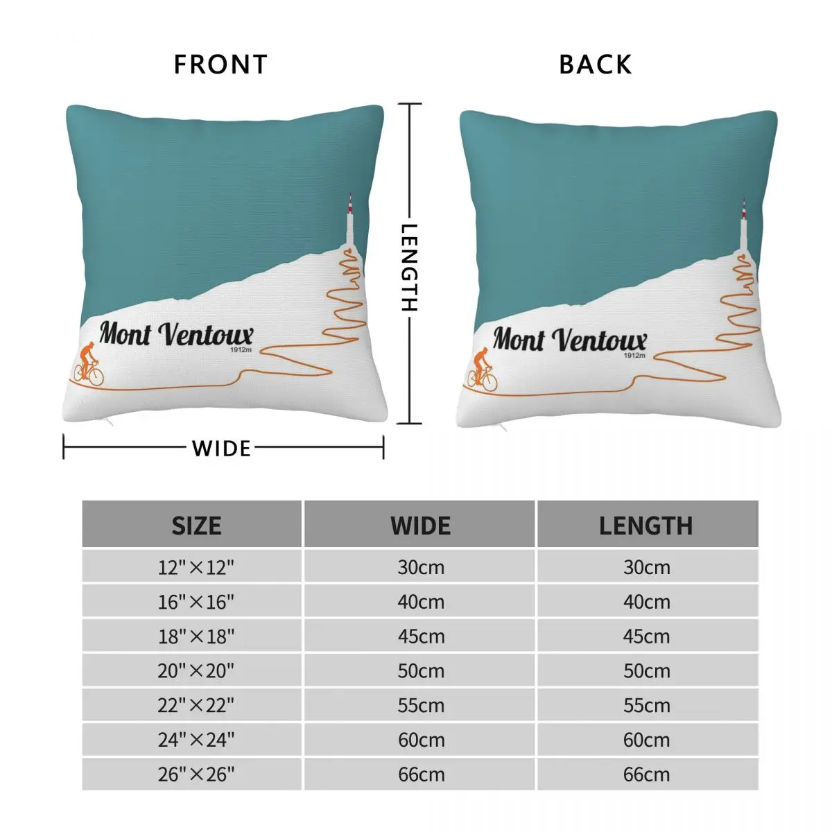Mont Ventoux Cycling Square Pillowcase Polyester Linen Velvet Creative Zip Decor Throw Pillow Case Room Cushion Cover