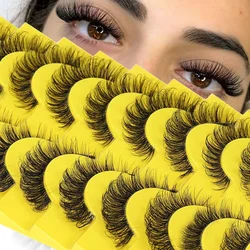 10 Pairs False Eyelashes 6D Super Fluffy Wispy Fake Eyelashes Cat Eye Effect Dramatic Lashes Eyelash Extension Makeup