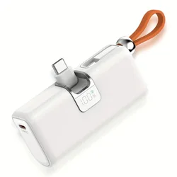 Mini Portable Power Bank With Type-C Cable Fast Charging External Spare Battery for iPhone 14 15 Xiaomi 5000mAh Powerbank
