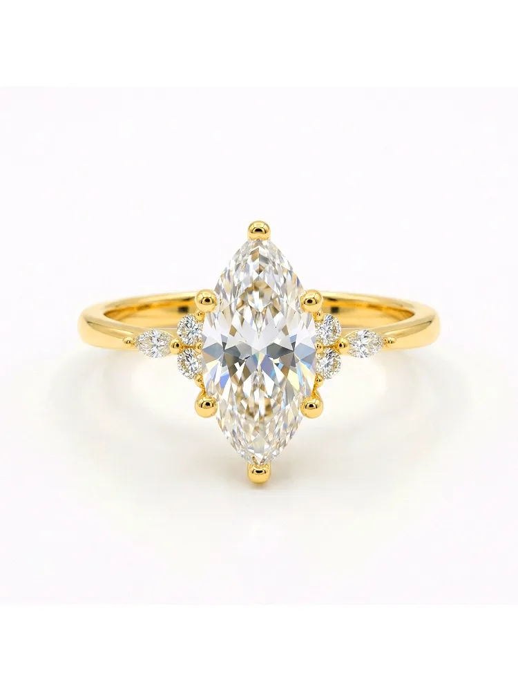 925 Sterling Silber Goldener Vintage Einfacher Marquise Zirkon Ring für Damen Verlobung Hochzeit Einfacher Hochwertiger Edel-Schmuck – Detail 6