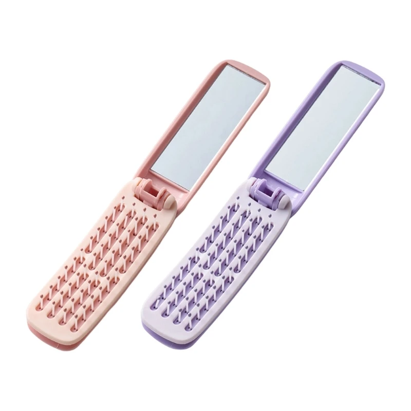 L8RD Space Saving Foldable Comb Mirror And Nylon Teeth Hair Brush Designed For Travel Office Or Home Use Convenience