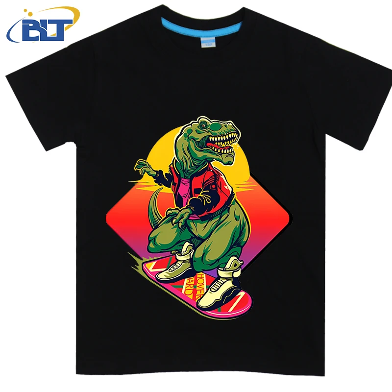 

Cool Stylish Dino printed kids T-shirt, summer cotton short-sleeved casual top, suitable for both boys and girls