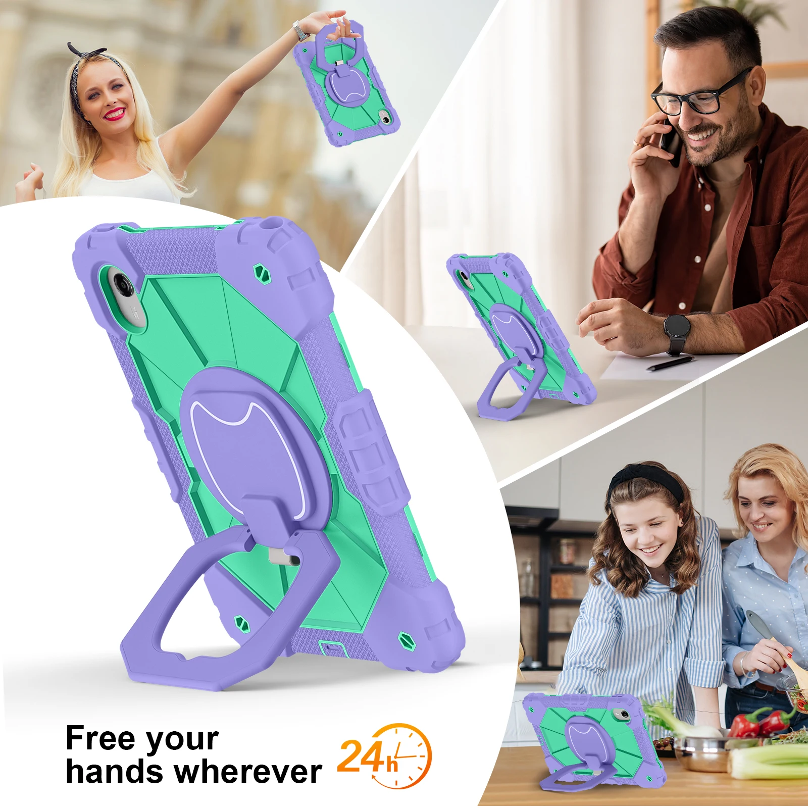 Rotation Bracelet Stand Case For Lenovo Idea Tab 11.0 TB-336 M11 2024 Xiaoxin Pad 11 2025 Heavy Duty Shockproof Hard Thick Cover