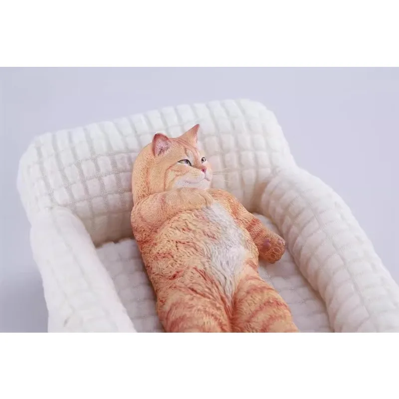 Pre-sale JXK 1/6 Scale Resin Cute Animals Model Waste Cat with Sofa Newspaper Lying Position Simulated Animal Desktop Ornament