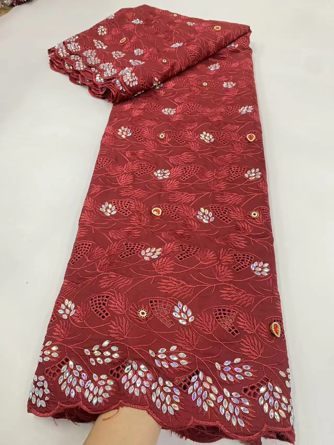 African Guipure Lace Fabric Stones Embroidery Lace Nigerian Bridal 2025 High Quality French Chiffon Lace Fabric For Dress H165-1