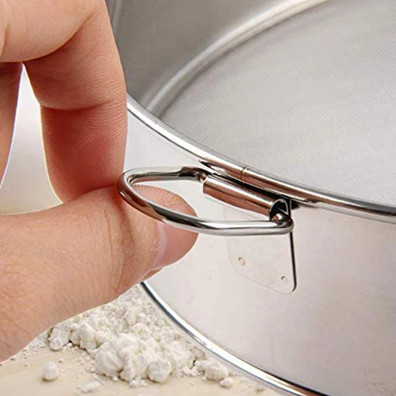 Stainless steel flour sieve fine hole frosting filter handheld sieve baking tool