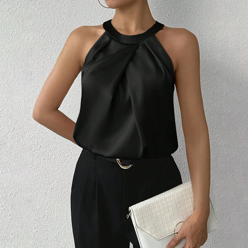 

European and American Women's Clothing High-Grade New Satin Shirt Women Summer New Satin2025Shirt Top