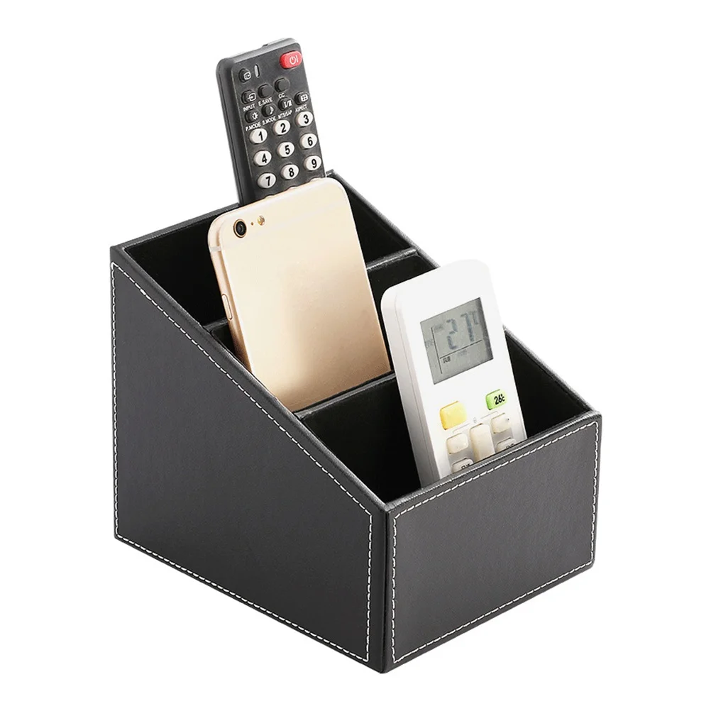 

Phone Remote Control Storage Box Pu Desktop Organizer For Living Room Office Desk Decor Stationery Holder