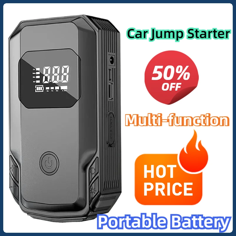 Air Compressor Inflator Portable Battery Starter Car Electrical Appliances Car Jump Starter Power Bank Air Pump Multi-function