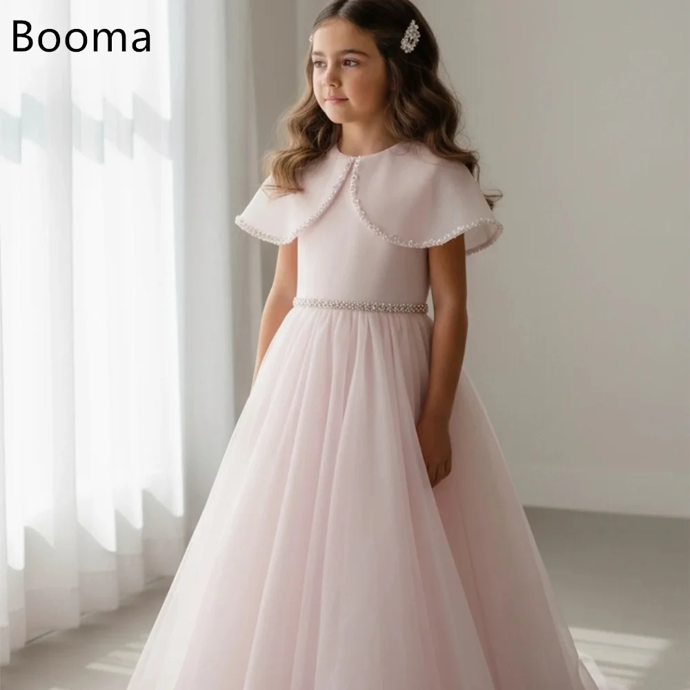 

Booma A-Line Pink Crystal Flowers Girl Dresses Wedding Party Dress for Kids Girls Prom Gowns O-Neck Flowers Customized 2025