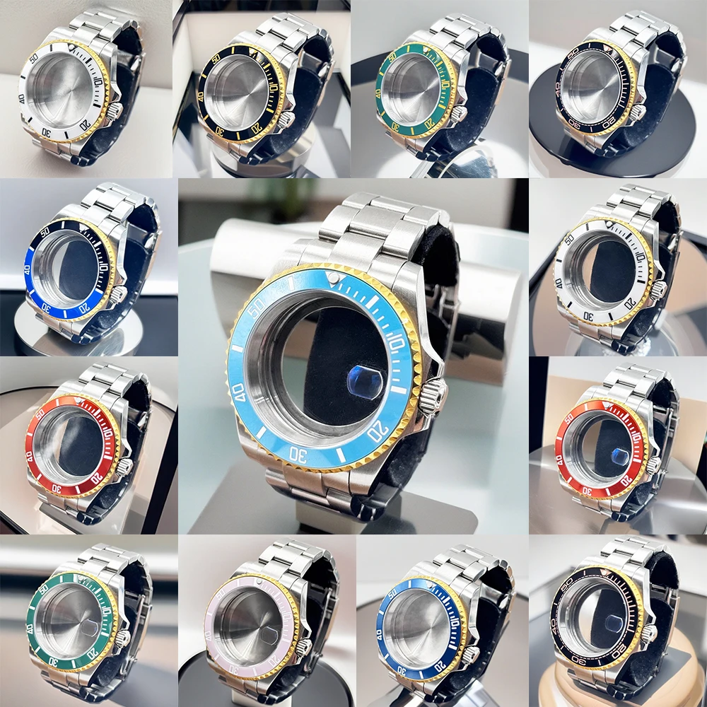 

40mm Case Silver Watch NH34 NH35 NH36 NH38 NH39 NH70 Movement 28.5mm Dial Sub Case Bezel Ceramic Sapphire Adapted