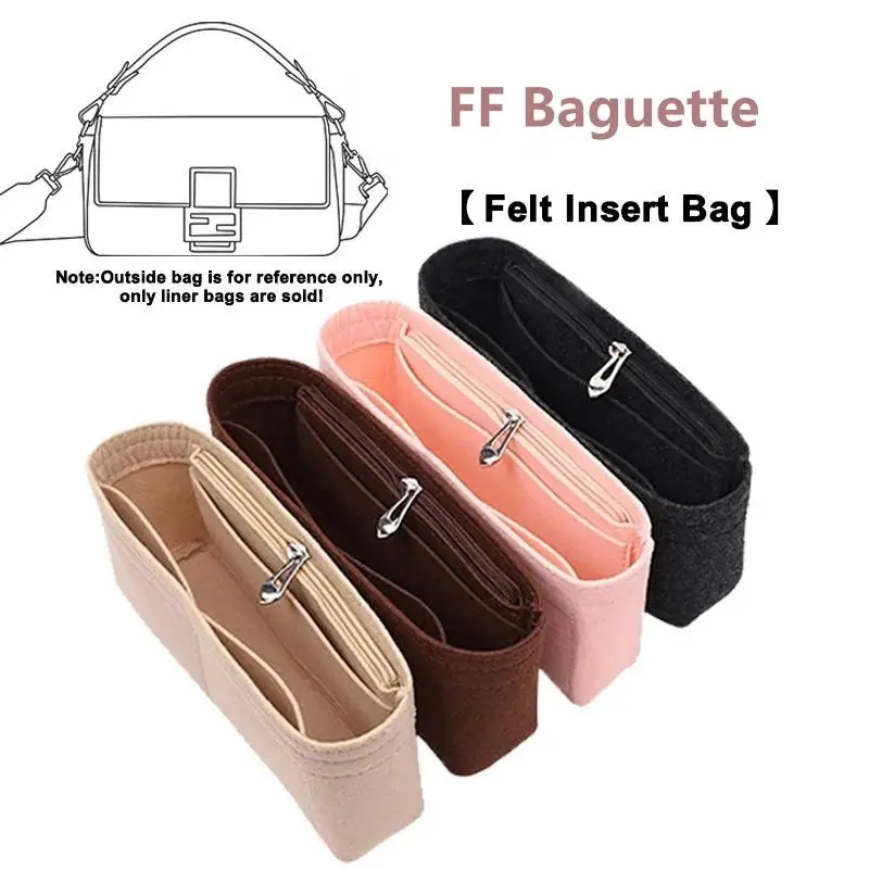 Felt Insert Bag Organizer For FF Baguette Handbag Makeup Liner Travel Inner Purse Portable Cosmetic Bags Shaper