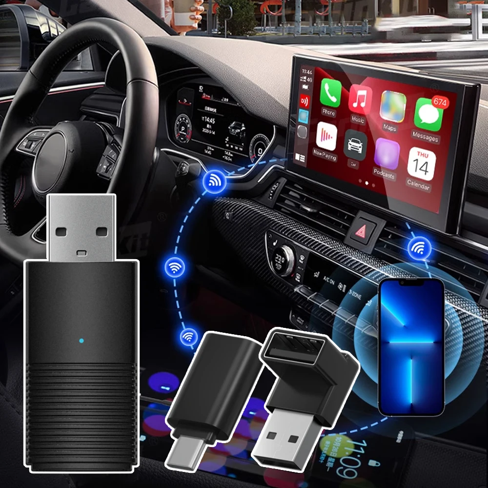 MINI Wireless CarPlay Adapter for IPhone USB Sticker Car Accessories for Hyundai VW Mazda Toyota Kia Ford Chery Cars Part