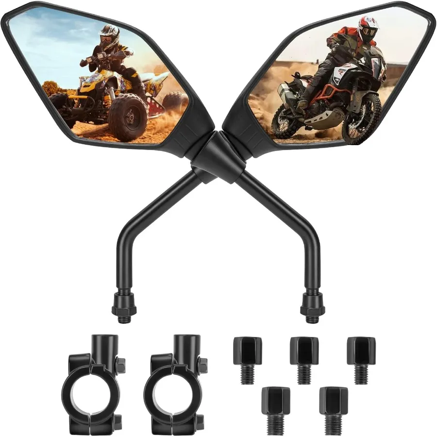 

Универсальные овальные зеркала для мотоциклов, зеркала на руль, совместимые с мотоциклами, скутерами, квадроцикла, снегохода, повышенной видимости