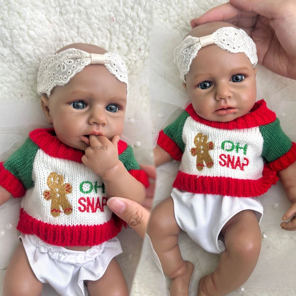 

Dark Skin 12Inch Mini Loulou Baby Girl Soft Silicone Reborn Washable Doll Lifelike Visible Veins Doll for Birthday Gift Kids Toy