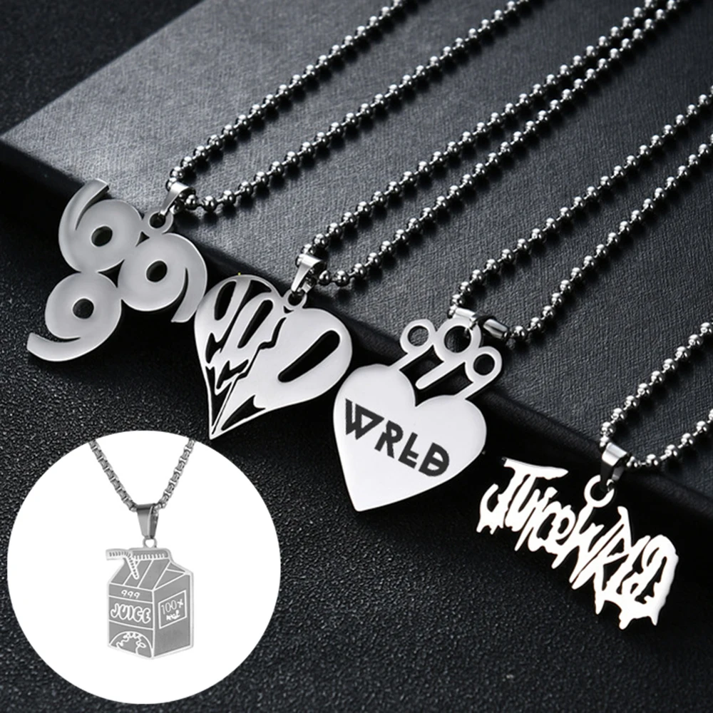 5 Style Juice Wrld 999 Necklace Rap Hip Hop Stainless Steel Pendant Jewelry Gifts for Women Men Boys Fans Gifts Accessories