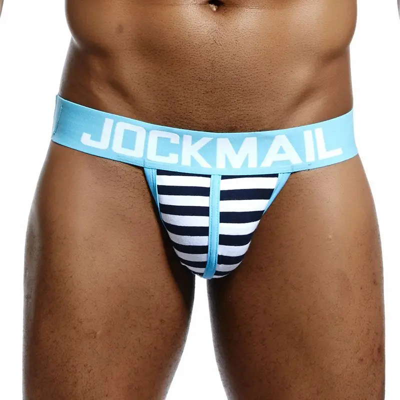 JOCKMAIL Men\'s Underwear Men Sexy Briefs Jockstrap Pouch Cuecas Man Cotton Panties Thongs stripe Underpant Gay Slip Homme Srting