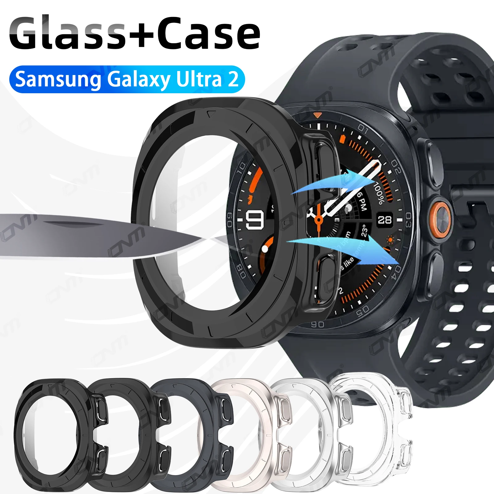 Glass+Case for Samsung Galaxy Watch Ultra 2 (2026) 47mm Tempered Glass Screen Protector & Hard PC Protective Bumper Accessories