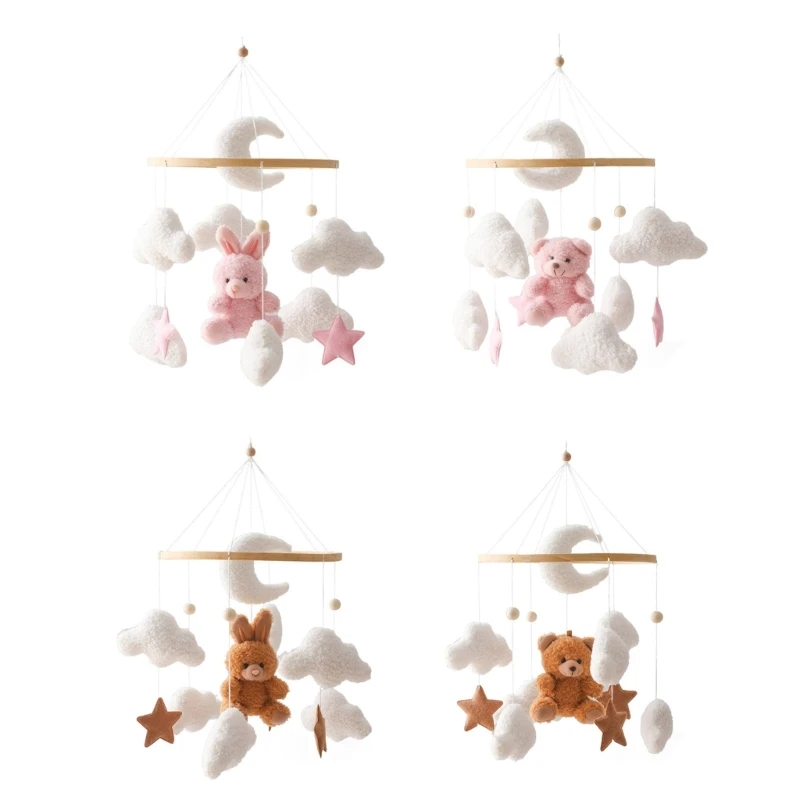 Mobile rotatif silencieux pour bébé, hochet en peluche, clochette sensorielle, jouet, Installation facile, pendentif suspendu