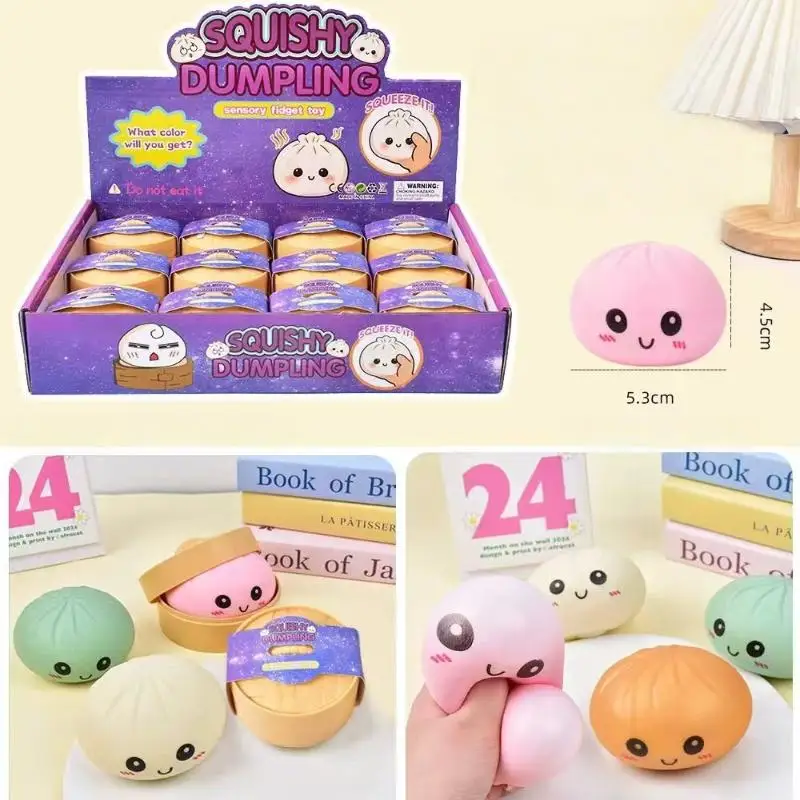 1/2Pcs Slow Rebound Soft Pinch Decompression Toys Simulation Flash Dumpling Pressure Ball Office Home Decor Children Adults Gift