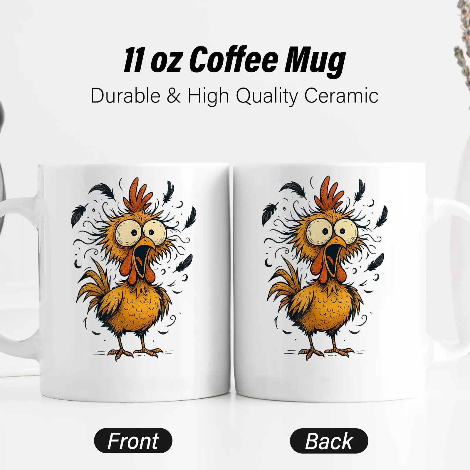 F-Caw-F Chicken Mug 350ml Funny Ceramic Drinkware Humorous Rooster Coffee Cup Tea Mug With Handle For Chicken Lover Coffee Tea