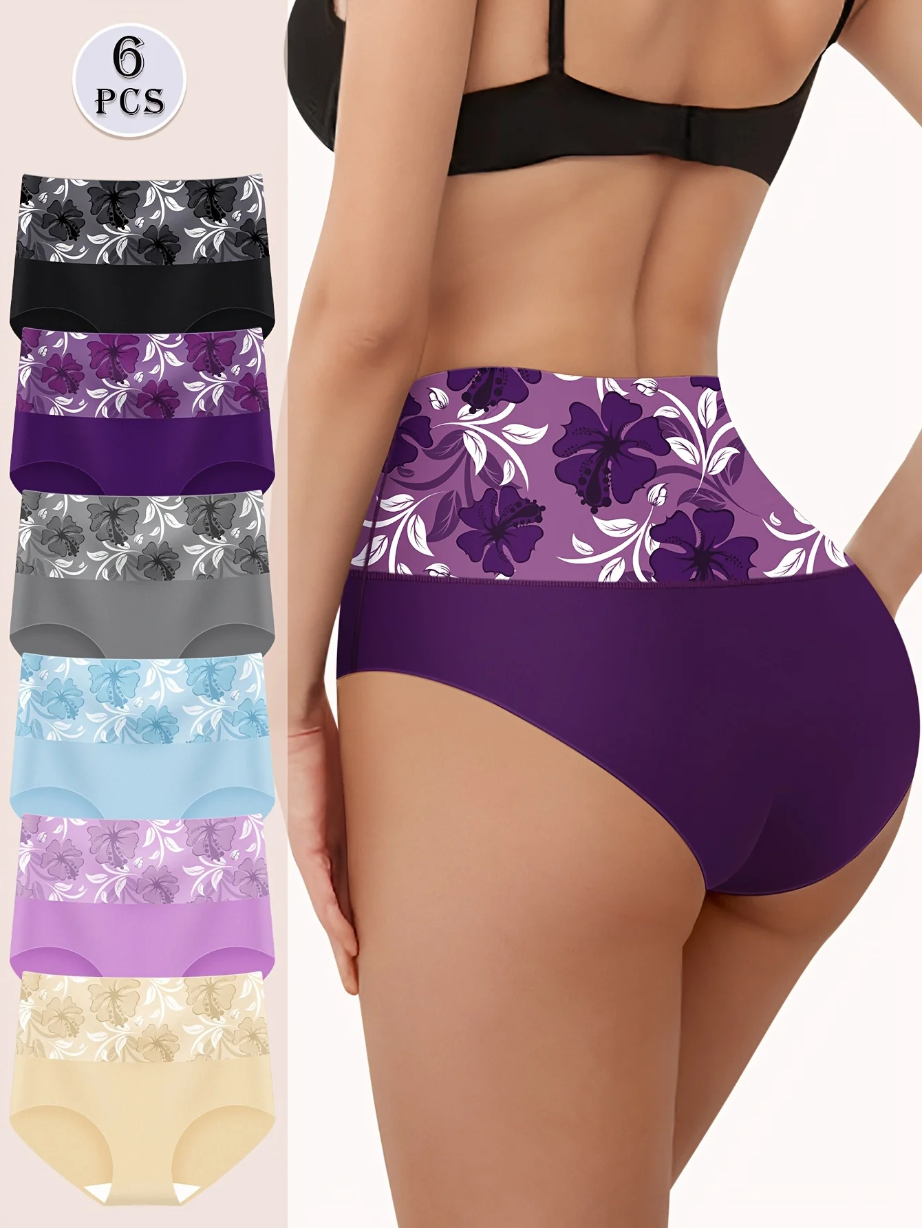 

6pcs Women's Panties Triangle Panties Comfortable Shape High Waisted Breathable Skin Friendly Soft